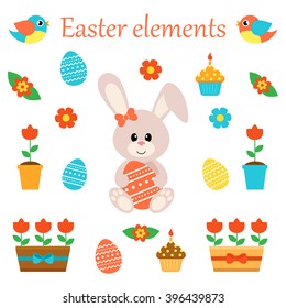 easter elements with bunny