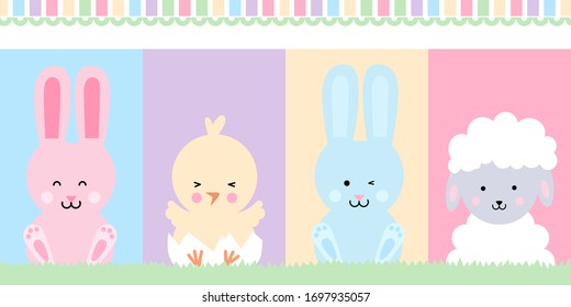 Easter Elements, Bunny Rabbit, Baby Chick and Lamb