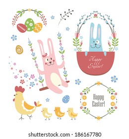Easter elements cute set 