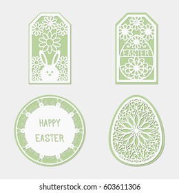 Easter elements for decoration postcards, gifts, packaging, rooms.Can be used as templates for a laser plotter.