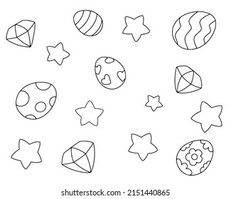 Easter elements set. Cartoon style. Vector illustration isolated on white background.