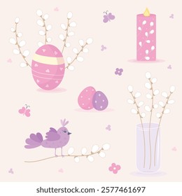 Easter elements set, cute Easter elements, Happy Easter day