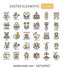 Easter Elements , Thin Line and Pixel Perfect Icons