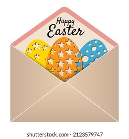 Easter envelope paper mail with a Easter Egg, vintage. Vector illustration