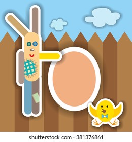 Easter Extravaganza. Big Easter set with cute rabbit, colorful eggs, chicks. Ideal for scrapbook