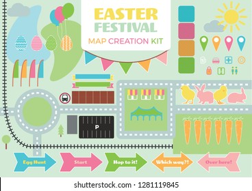 Easter Festival Egg Hunt Spring Map Sign Creation Kit Set