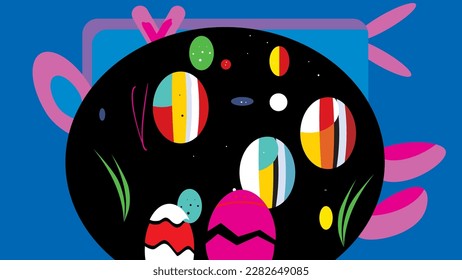 easter festival into the space background for celebration web happy. vector illustration. 