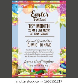 easter festival poster template with egg vector illustration