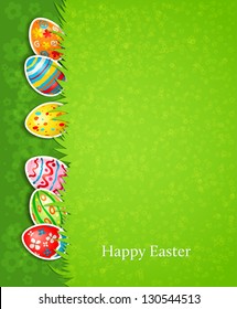 Easter festive background and egg in grass