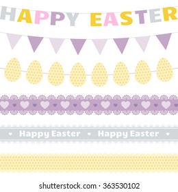 Easter festive garlands and lace ribbons vector set.Great for Easter design and scrapbook.Vector illustration.More sets you can find in my portfolio