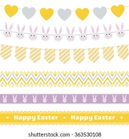 Easter festive garlands and lace ribbons vector set.Great for Easter design and scrapbook.Vector illustration.More sets you can find in my portfolio