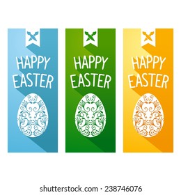 Easter festive vertical flyers. Flat design