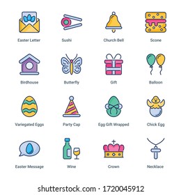 Easter filled line Icons - stroke, vector