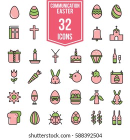 Easter flat icons set illustration design, EPS10