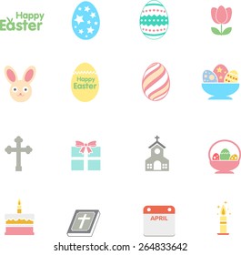 Easter flat Icons vector illustration