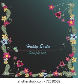 easter floral border vector illustration