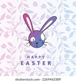 Easter floral card with bunny