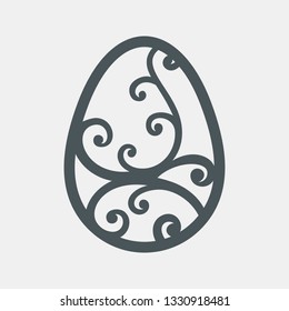 Easter floral egg icon symbol quality vector illustration cut