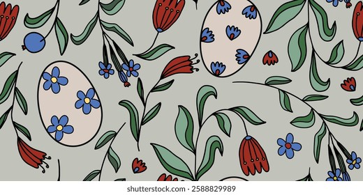 Easter Floral Egg Pattern vector design