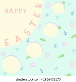 Easter floral square templates. Suitable for social media posts, mobile apps, cards, invitations, banners design and web and internet ads. Vector illustration