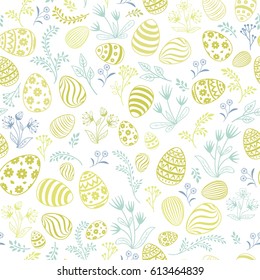 Easter floral texture. Egg seamless pattern. Spring holiday background for printing on fabric, paper for scrapbooking, gift wrap and wallpapers.