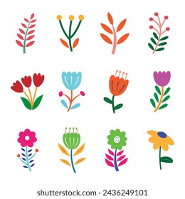 Easter Flower Collection. Floral clip art vector set. 