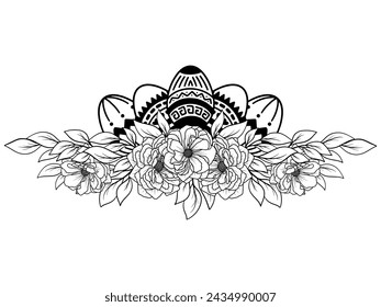 Easter Flower Eggs Line Art