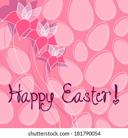 Easter flowers and eggs - Vector illustration