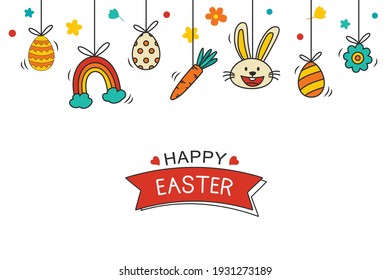 Easter flyer and banner template with decorative object element. Easter egg greeting card and poster background.