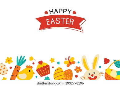 Easter flyer and banner template with decorative object element. Easter egg greeting card and poster background.