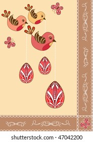 Easter flying birdies. Vector illustration.