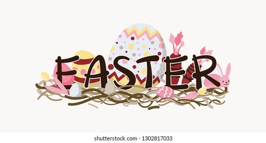 Easter Font with Easter Eggs,vector,illustration
