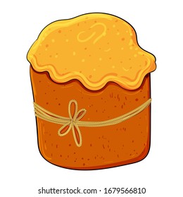 Torta de comida de Pascua. Pascua. Ilustración vectorial del doodle en fondos de color. Estilo acogedor, calor