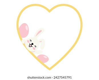 Easter Frame Background with Eggs and Bunny