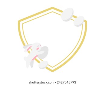 Easter Frame Background with Eggs and Bunny