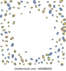 Easter Frame of Bright Colored Eggs on White Background