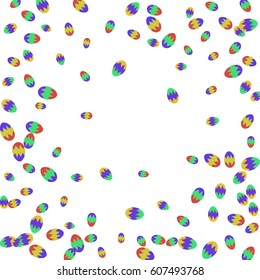 Easter Frame of Bright Colored Eggs on White Background