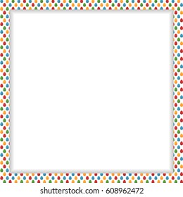 Easter frame with bright colorful eggs pattern and free copyspace in the center