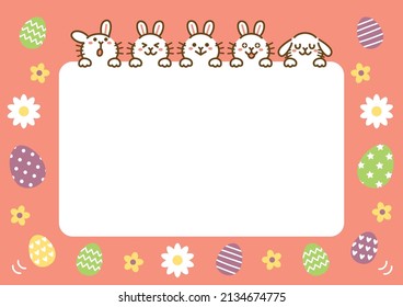 Easter frame with Easter Bunny and Easter Eggs