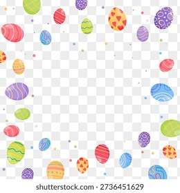 Easter frame with colorful eggs. Trendy vector decoration isolated on transparent background