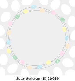 Easter frame with colorful eggs and twigs. Vector.