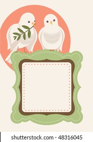 Easter frame with doves carrying an olive branch
