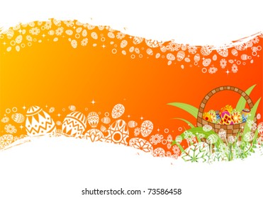 Easter frame with eggs in crib, element for design, vector illustration