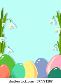 Easter frame with easter eggs . Decorative frame from eggs. Easter eggs with colorful flowers