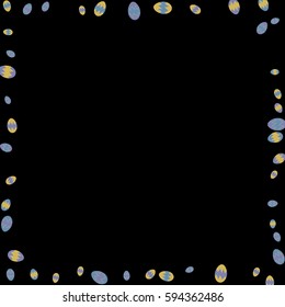 Easter Frame With Eggs on Black Background