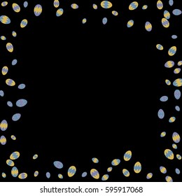 Easter Frame With Eggs on Black Background