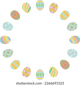 Easter frame with eggs. Vector illustration on white background.