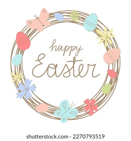 Easter frame. Flat style. Vector illustration 