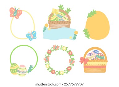 Easter frame illustration material set (no text)