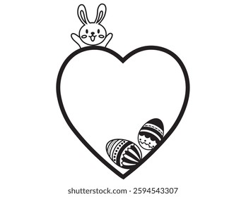 Easter Frame Line Art Illustration